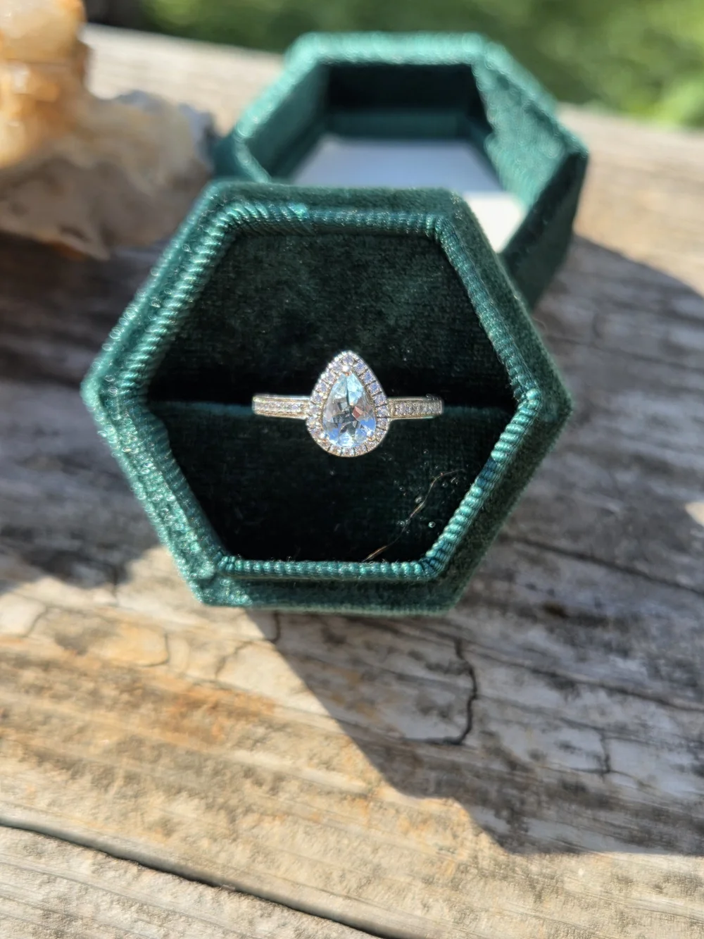 Sterling Silver Aquamarine Halo Ring